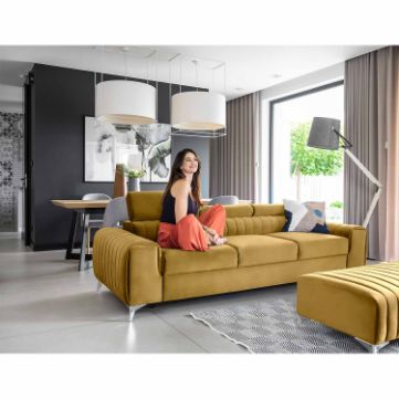 Canapea extensibila 3 locuri galben mustar Laurence