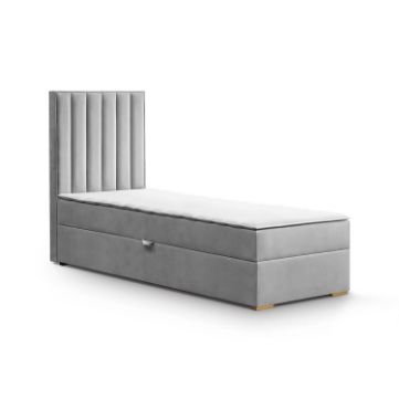 Pat tapitat boxspring 90 x 200 cm gri deschis Malaga