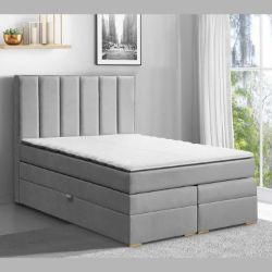 Pat tapitat boxspring 140 x 200 cm gri deschis Malaga