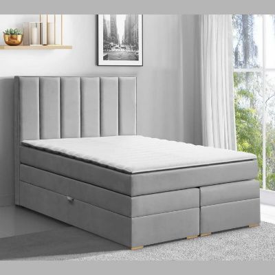 Pat tapitat boxspring 140 x 200 cm gri deschis Malaga