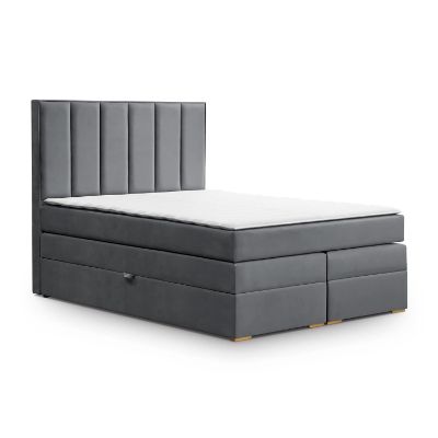 Pat tapitat boxspring 180 x 200 cm gri inchis Malaga