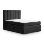 	Pat tapitat boxspring 140 x 200 cm negru Malaga