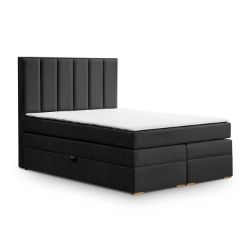 Pat tapitat boxspring 180 x 200 cm negru Malaga