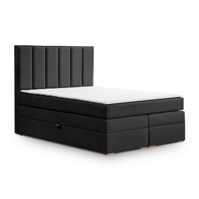 Pat tapitat boxspring 180 x 200 cm negru Malaga