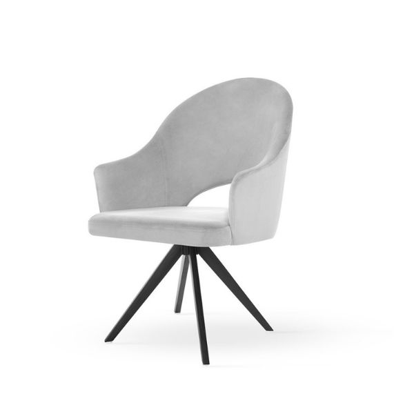 Scaun tapitat cu brate rotativ gri deschis Goda