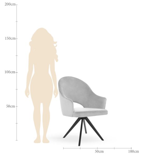 Scaun tapitat cu brate rotativ gri deschis Goda