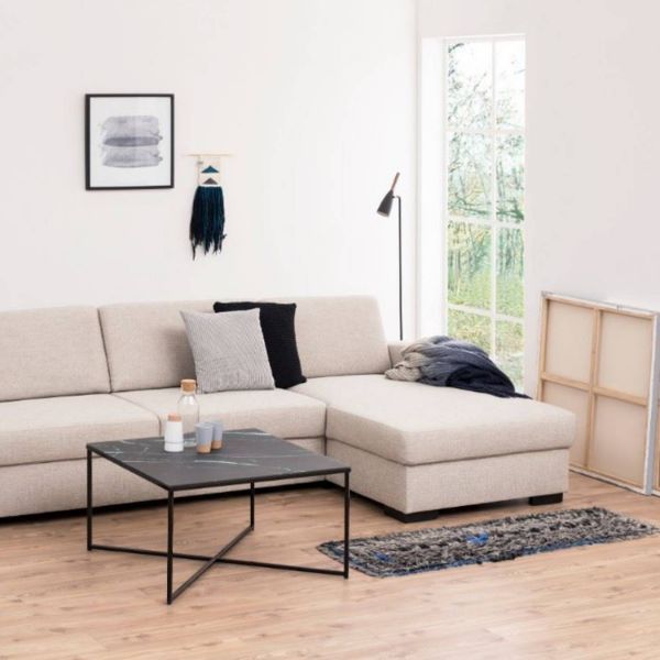 	Masuta patrata de sticla 80 cm negru Alisma