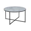 Masuta cafea sticla model marmura 80 cm negru/alb mat Alisma