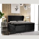 	Pat tapitat boxspring 180 x 200 cm negru Crystal