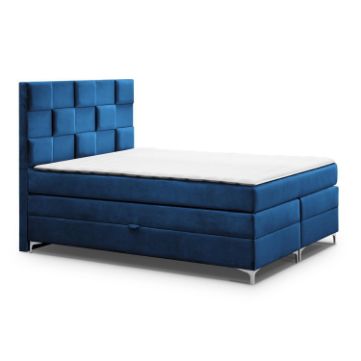 	Pat tapitat boxspring 180 x 200 cm albastru Malibu