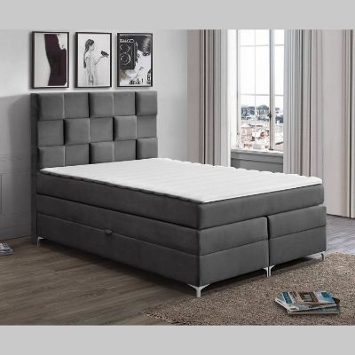 Pat tapitat boxspring 160 x 200 cm gri Malibu