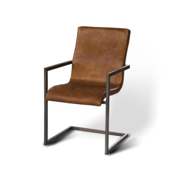 Scaun tapitat piele maro deschis vintage Induchair Straight