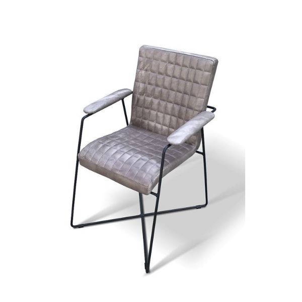Scaun tapitat piele naturala vintage silver Induchair Carlton