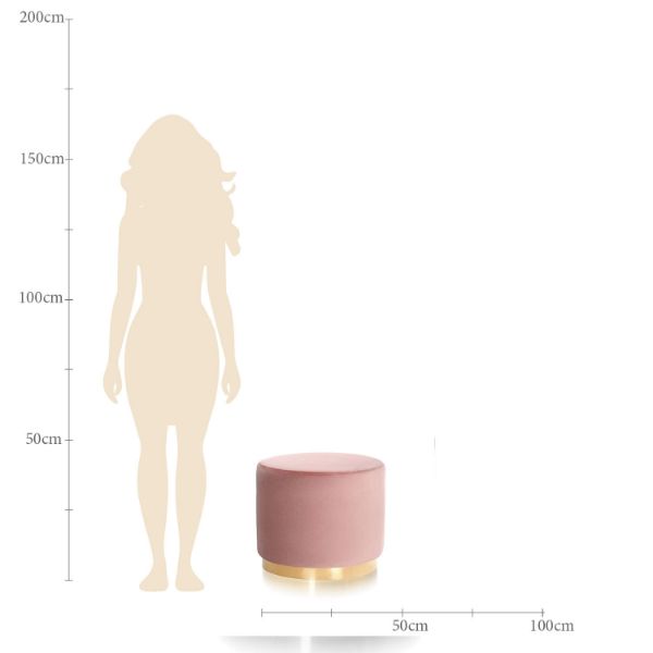 Taburet rotund roz deschis/auriu Sisi