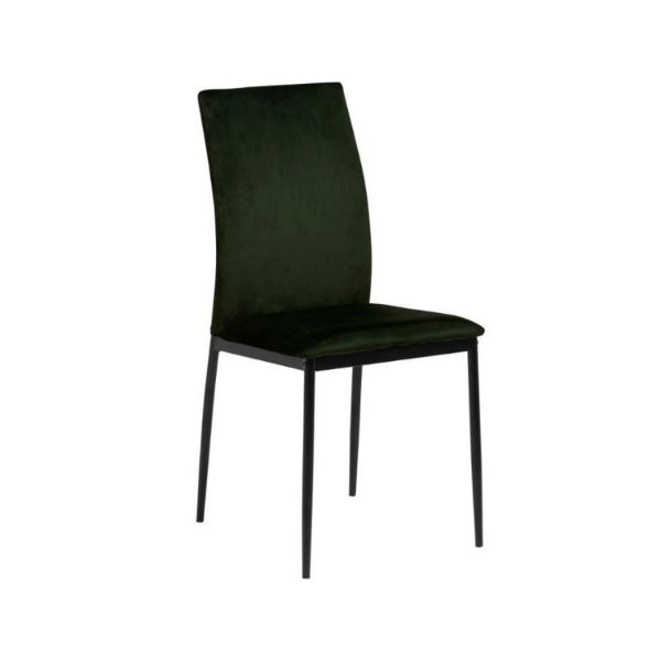 Scaun tapitat, catifea, picior metalic, verde olive, Demina