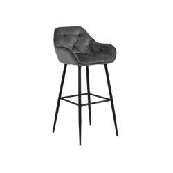 Scaun bar cu brate tapitat gri inchis/negru Brooke