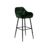 Scaun bar cu brate tapitat verde padure/negru Brooke