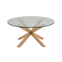 Masuta de cafea rotunda sticla 82 cm stejar Heaven