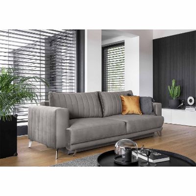Canapea extensibila 3 locuri gri deschis Elise