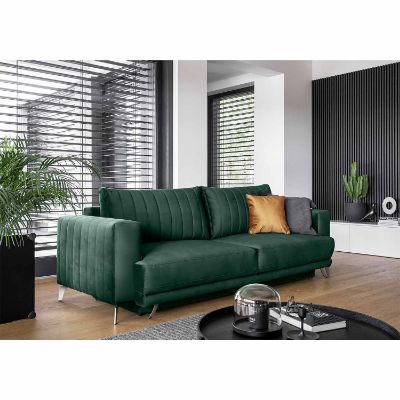 Canapea extensibila 3 locuri verde inchis Elise