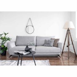Canapea extensibila 3 locuri gri deschis Megis