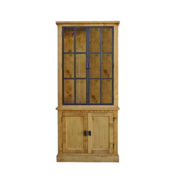 Vitrina cu 4 usi natur/negru Mix