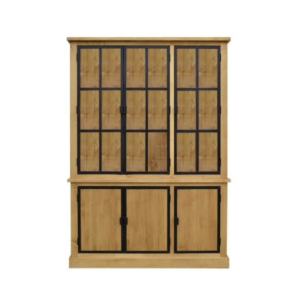 Vitrina cu 6 usi natur/negru Mix