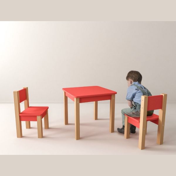 	Set cu 1 masa si 2 scaune rosu Mario
