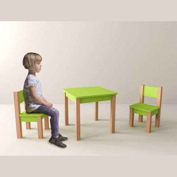 	Set cu 1 masa si 2 scaune verde Mario