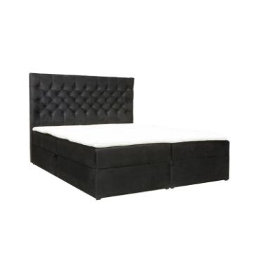 	Pat tapitat boxspring 160 x 200 cm negru Colier