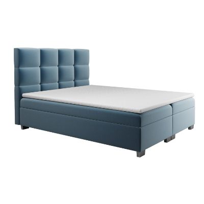Pat tapitat boxspring 140 x 200 cm albastru Kanada