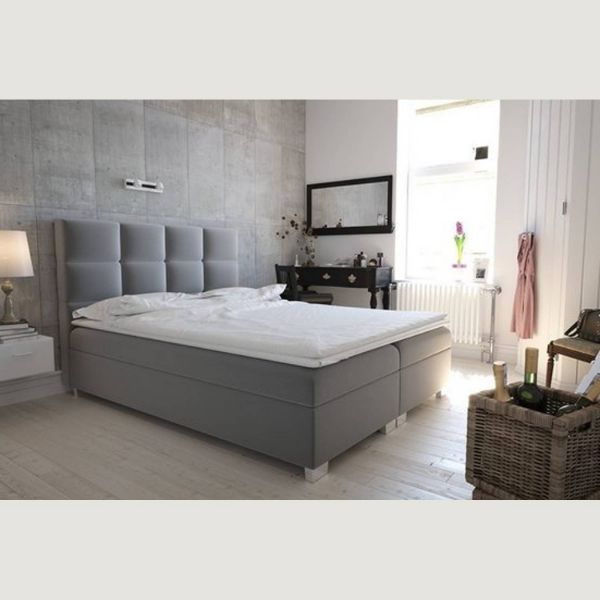 Pat tapitat boxspring 180 x 200 cm gri inchis Kanada