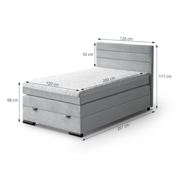 Pat tapitat boxspring 120 x 200 cm albastru inchis Teddy