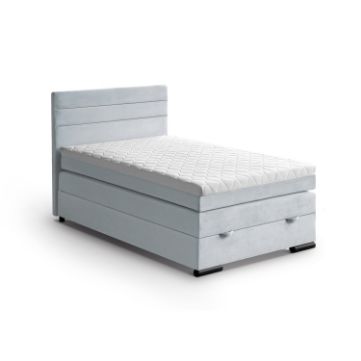 Pat tapitat boxspring 120 x 200 cm albastru deschis Teddy