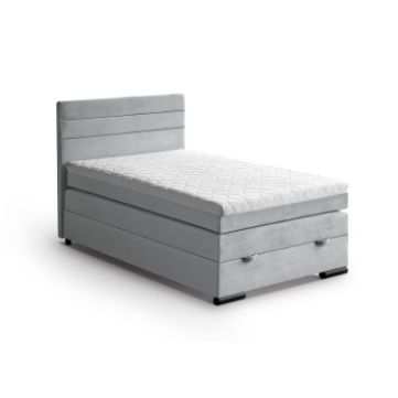 Pat tapitat boxspring 120 x 200 cm gri deschis Teddy