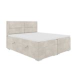 Pat tapitat boxspring 160 x 200 cm alb murdar Merida