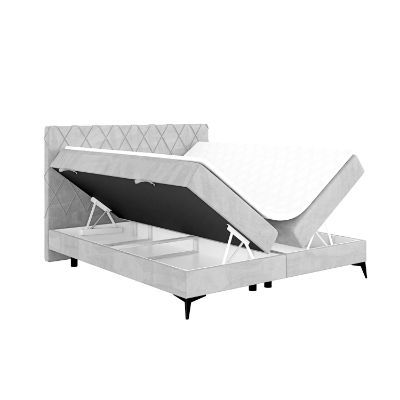Pat tapitat boxspring 160 x 200 cm gri deschis Milo