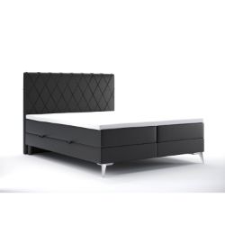 Pat tapitat boxspring 160 x 200 cm negru Milo