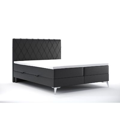 Pat tapitat boxspring 160 x 200 cm negru Milo
