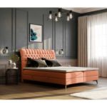 Pat tapitat boxspring 160 x 200 cm caramiziu Molly