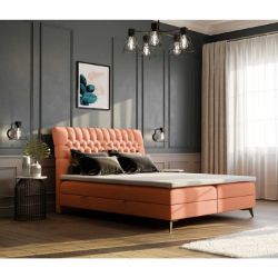 Pat tapitat boxspring 180 x 200 cm caramiziu Molly