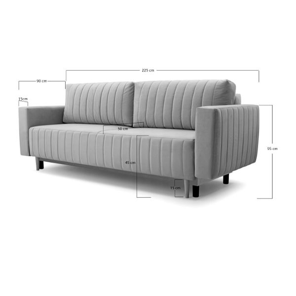 Canapea extensibila 3 locuri albastru deschis Riven