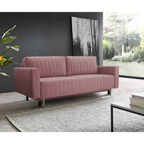 Canapea extensibila 3 locuri roz prafuit Riven