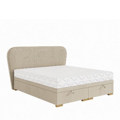 Pat tapitat 140 x 200 cm somiera rabatabila bej Bodema