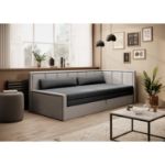 Pat pe colt dreapta extensibil 80 x 200 cm gri deschis Fulgeo