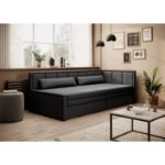 Pat pe colt dreapta extensibil 80 x 200 cm antracit Fulgeo