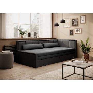 Pat pe colt dreapta extensibil 80 x 200 cm antracit Fulgeo