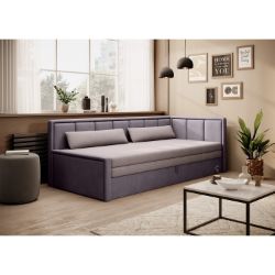 Pat colt dreapta extensibil 80 x 200 cm mov deschis Fulgeo