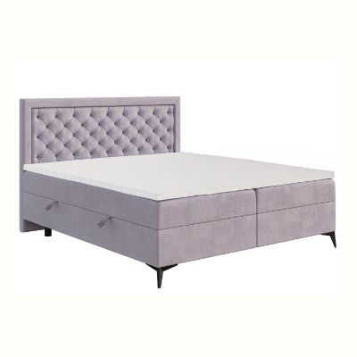 Pat tapitat boxspring 180 x 200 cm mov deschis Luiza