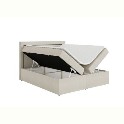 Pat tapitat boxspring 160 x 200 cm alb murdar Novio